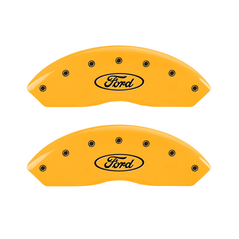MGP 4 Caliper Covers Engraved F & R Oval Logo/Ford Yellow Finish Black Char 2002 Ford Explorer Sport - 10040SFRDYL