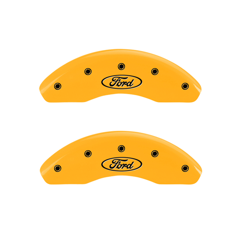 MGP 4 Caliper Covers Engraved Front & Rear Oval Logo/Ford Yellow Finish Black Char 2003 Ford Focus - 10106SFRDYL