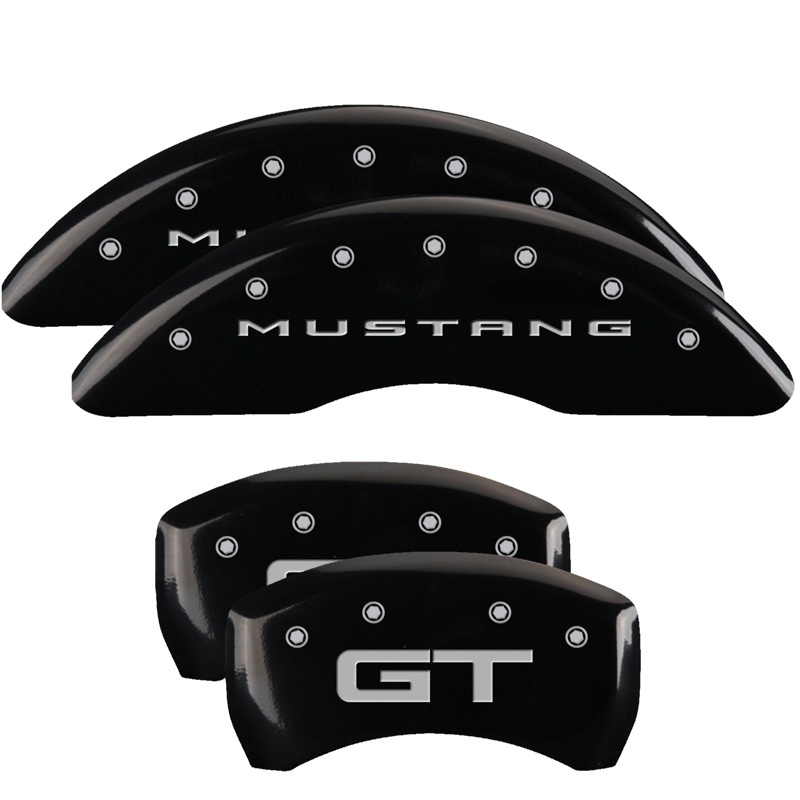MGP 4 Caliper Covers Engraved Front 2015/Mustang Engraved Rear 2015/GT Black finish silver ch - 10200S2MGBK