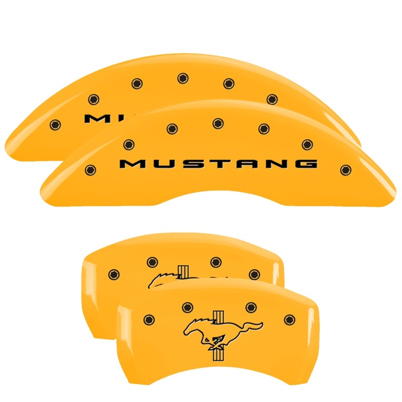 MGP 4 Caliper Covers Engraved Front 2015/Mustang Engraved Rear 2015/Bar & Pony Yellow fnsh black ch - 10200SMB2YL