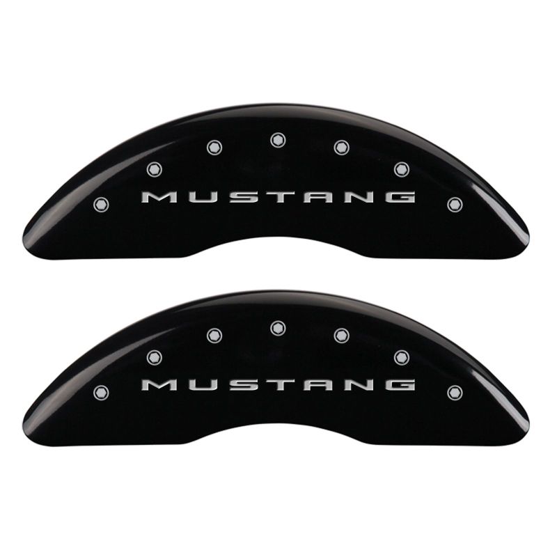 MGP 4 Caliper Covers Engraved Front 2015/Mustang Engraved Rear 2015/Bar & Pony Black fnsh silver ch - 10201SMB2BK