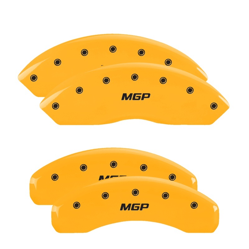 MGP 4 Caliper Covers Engraved Front & Rear MGP Yellow finish black ch - 10202SMGPYL