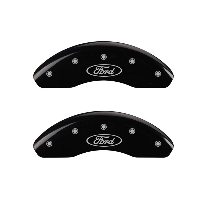 MGP Front set 2 Caliper Covers Engraved Front Oval logo/Ford Black finish silver ch - 10214FFRDBK