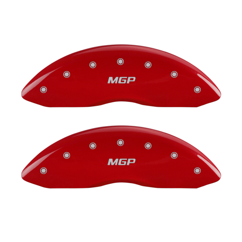 MGP Front set 2 Caliper Covers Engraved Front MGP Red finish silver ch - 10232FMGPRD