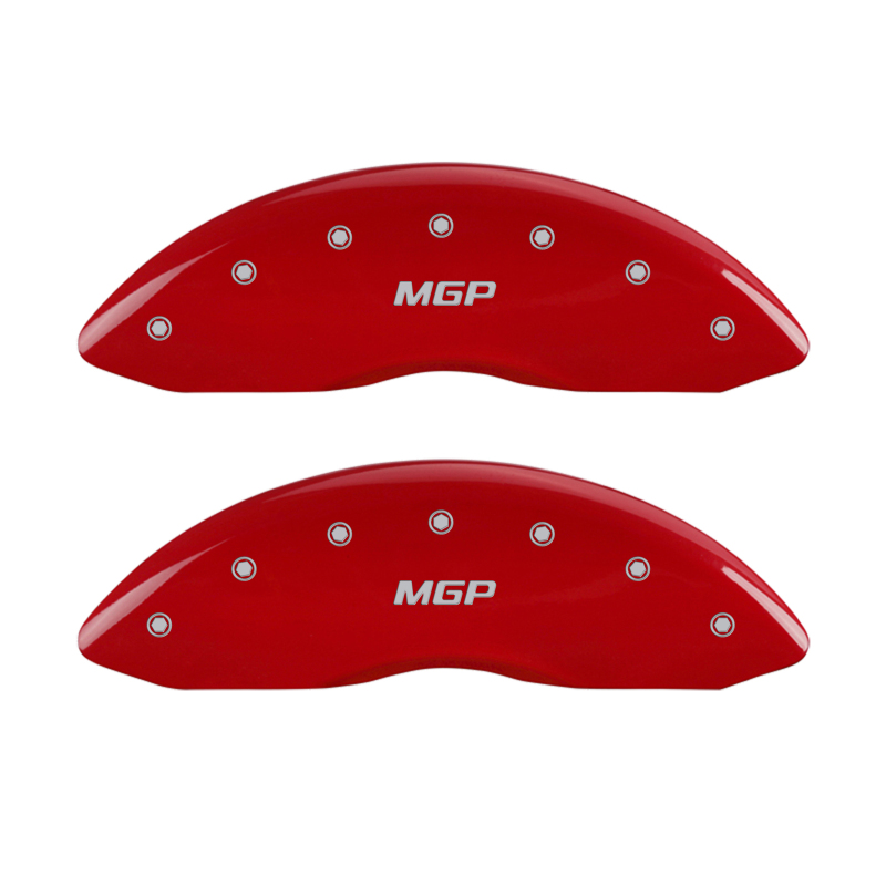 MGP 4 Caliper Covers Engraved Front & Rear Oval logo/Ford Red finish silver ch - 10236SFRDRD