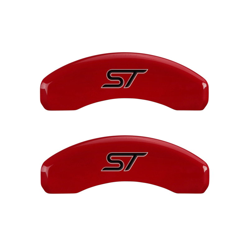 MGP 4 Caliper Covers Engraved Front & Rear No Bolts/St Red Finish Silver Char 2018 Ford Fusion - 10244SST1RD