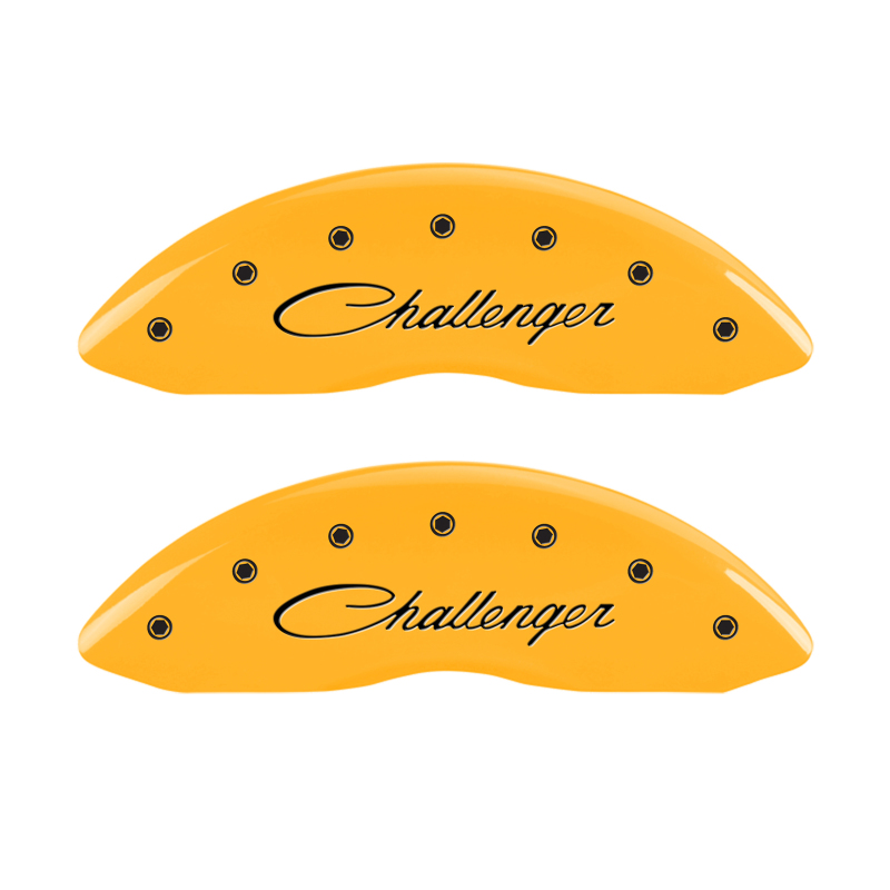 MGP 4 Caliper Covers Engraved F & R Cursive/Challenger Yellow Finish Black Char 2006 Dodge Charger - 12001SCLSYL