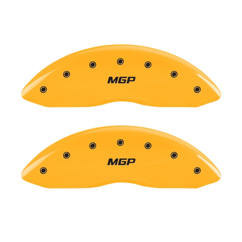 MGP Front set 2 Caliper Covers Engraved Front MGP Yellow finish black ch - 12002FMGPYL