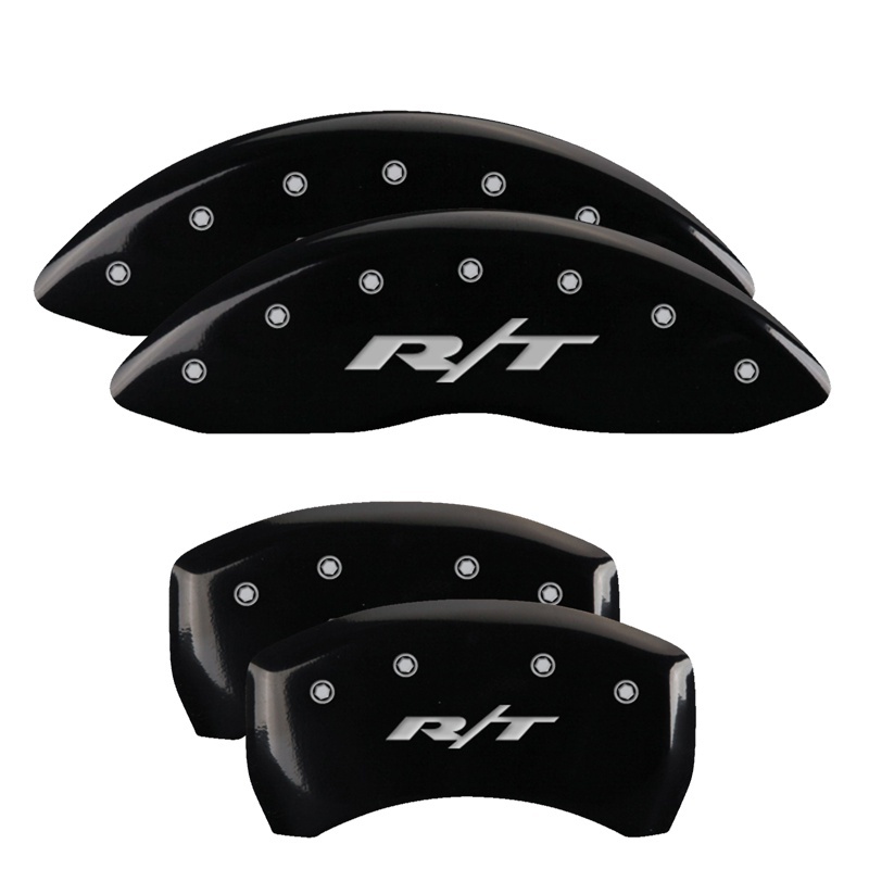 MGP 4 Caliper Covers Engraved Front & Rear RT1-Truck Black finish silver ch - 12001SRT1BK