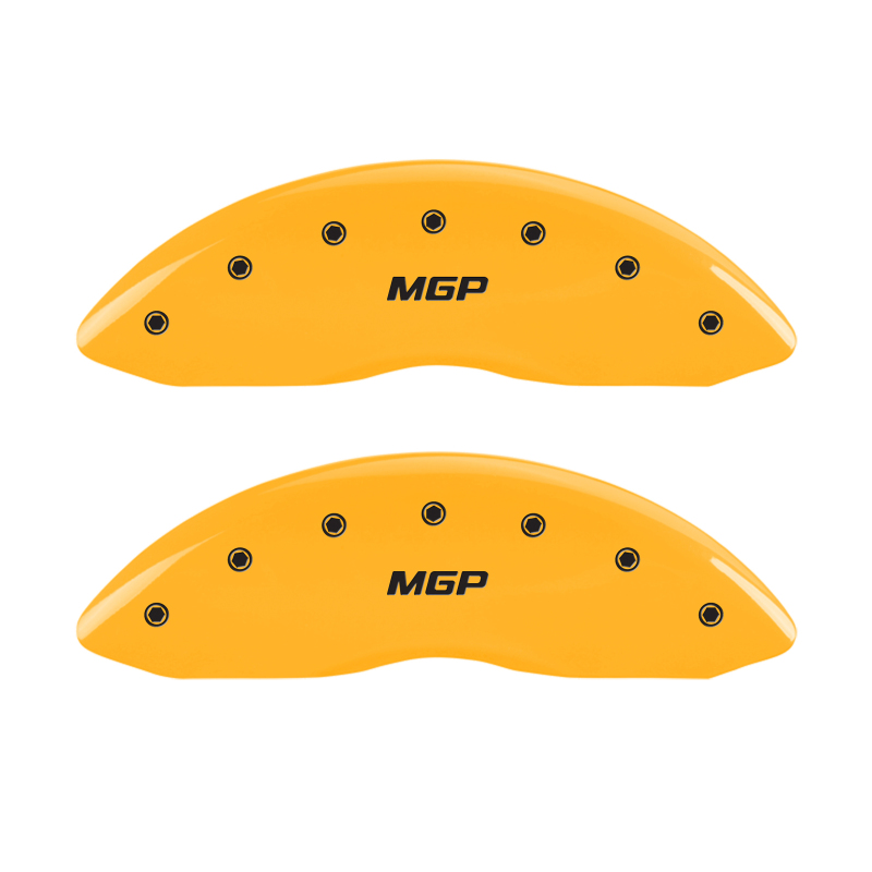 MGP 4 Caliper Covers Engraved Front & Rear MGP Yellow Finish Black Char 2007 Dodge Charger - 12005SMGPYL