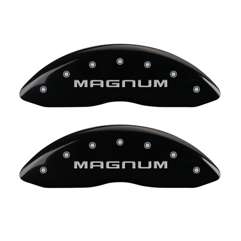MGP 4 Caliper Covers Engraved Front & Rear Magnum Black finish silver ch - 12005SMGMBK