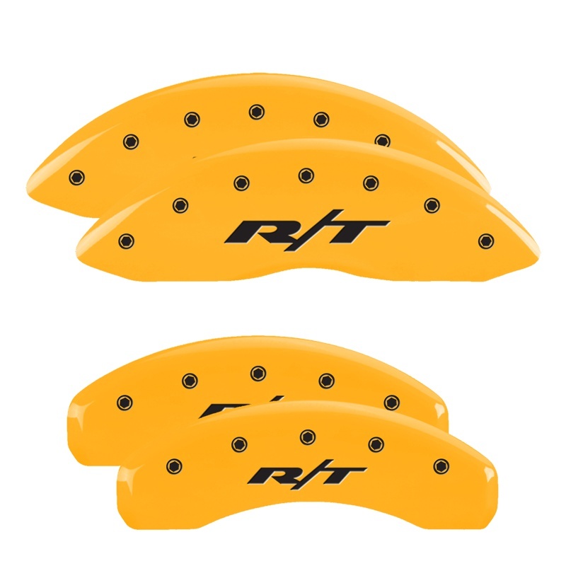 MGP 4 Caliper Covers Engraved Front & Rear RT1-Truck Yellow finish black ch - 12088SRT1YL