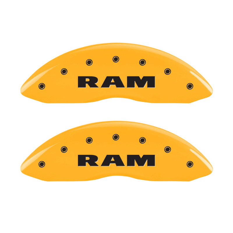 MGP 4 Caliper Covers Engraved Front & Rear Ram Yellow Finish Black Char 2006 Dodge Durango - 12134SRAMYL