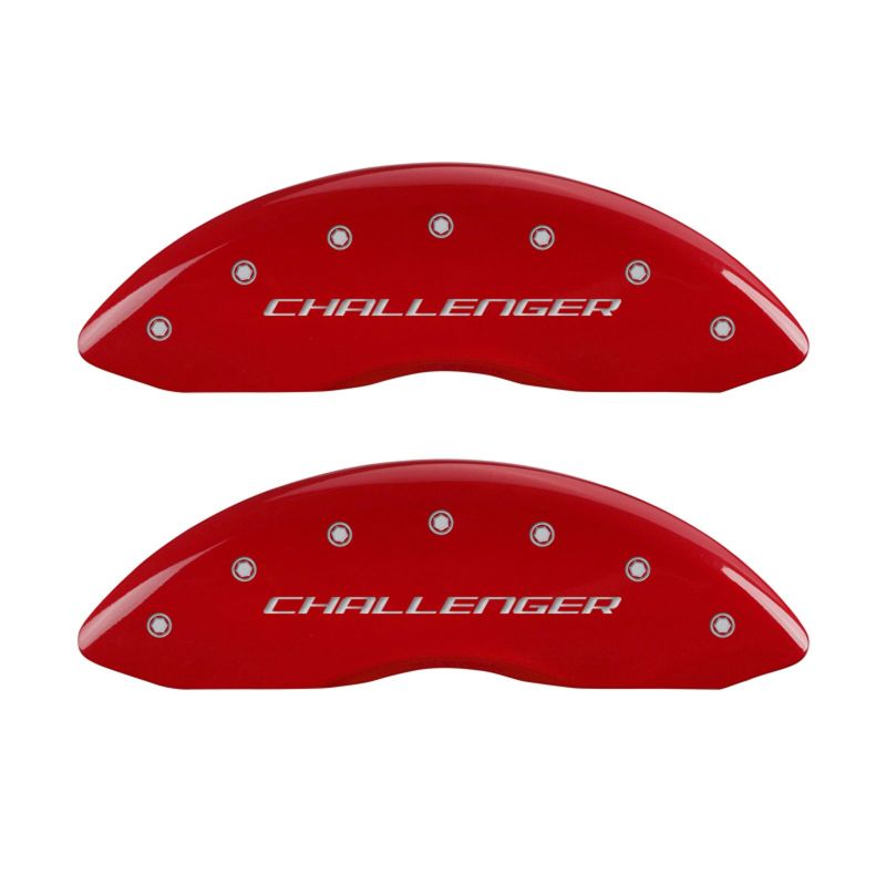 MGP 4 Caliper Covers Engraved Front Block/Challenger Engraved Rear Vintage Style/RT Red fnsh slvr ch - 12181SCBRRD