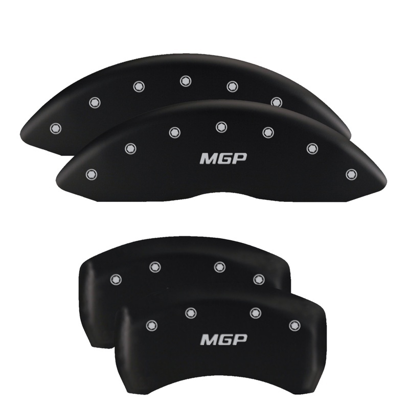 MGP 4 Caliper Covers Engraved Front & Rear With out stripes/Dodge Black finish silver ch - 12162SDD4BK