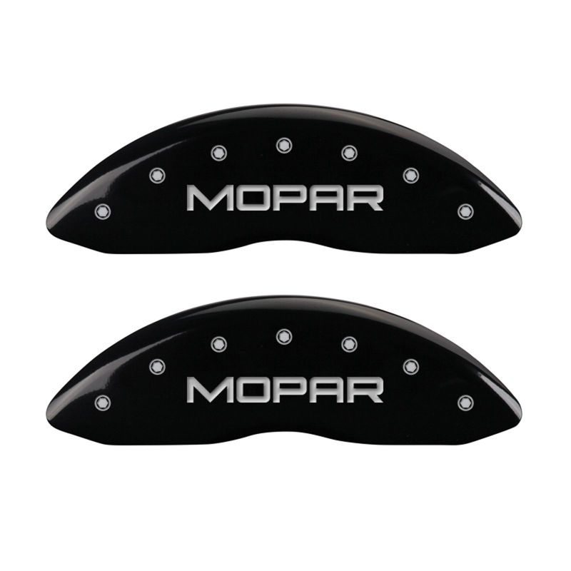 MGP 4 Caliper Covers Engraved Front & Rear MOPAR Black finish silver ch - 12162SMOPBK