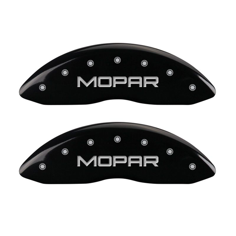 MGP 4 Caliper Covers Engraved Front & Rear MOPAR Black finish silver ch - 12181SMOPBK