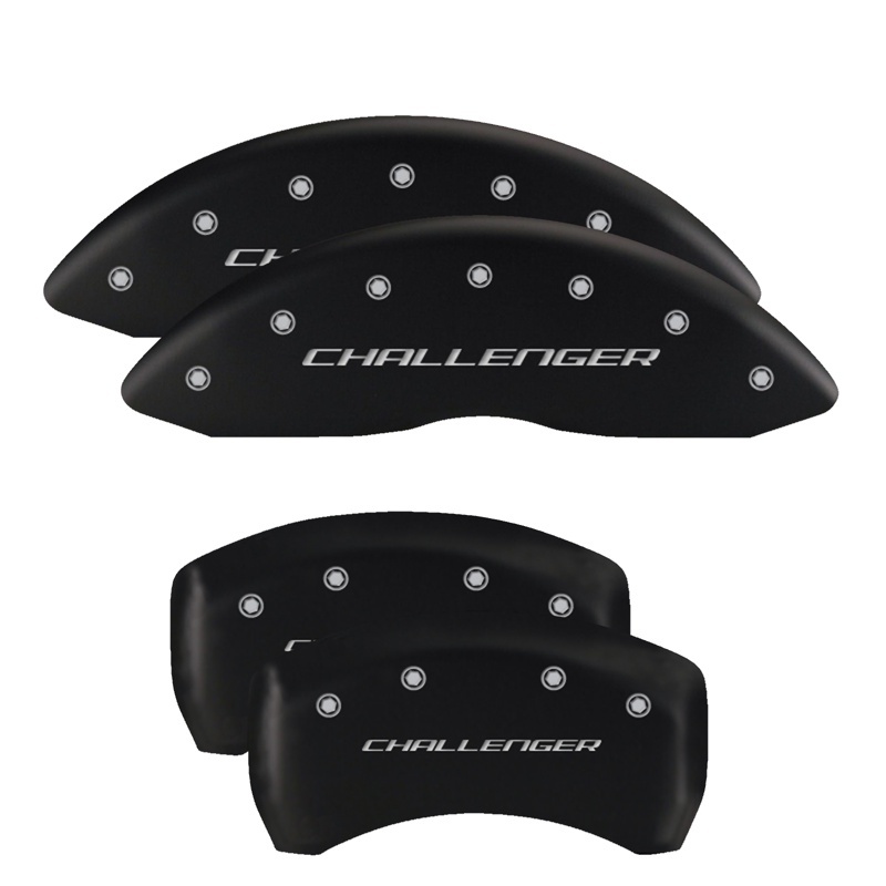 MGP 4 Caliper Covers Engraved Front & Rear RT1-Truck Black finish silver ch - 12181SRT1BK