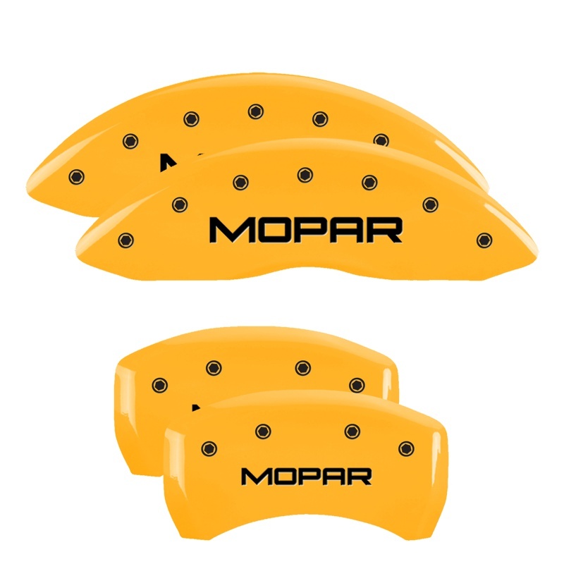 MGP 4 Caliper Covers Engraved Front & Rear MOPAR Yellow finish black ch - 12181SMOPYL