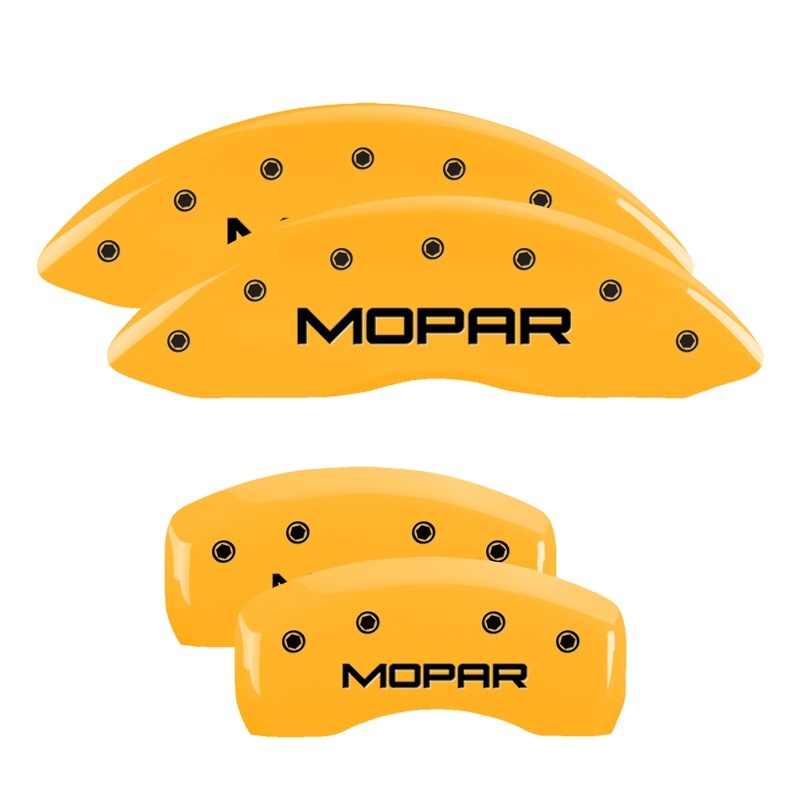 MGP 4 Caliper Covers Engraved Front & Rear MOPAR Yellow finish black ch - 12192SMOPYL