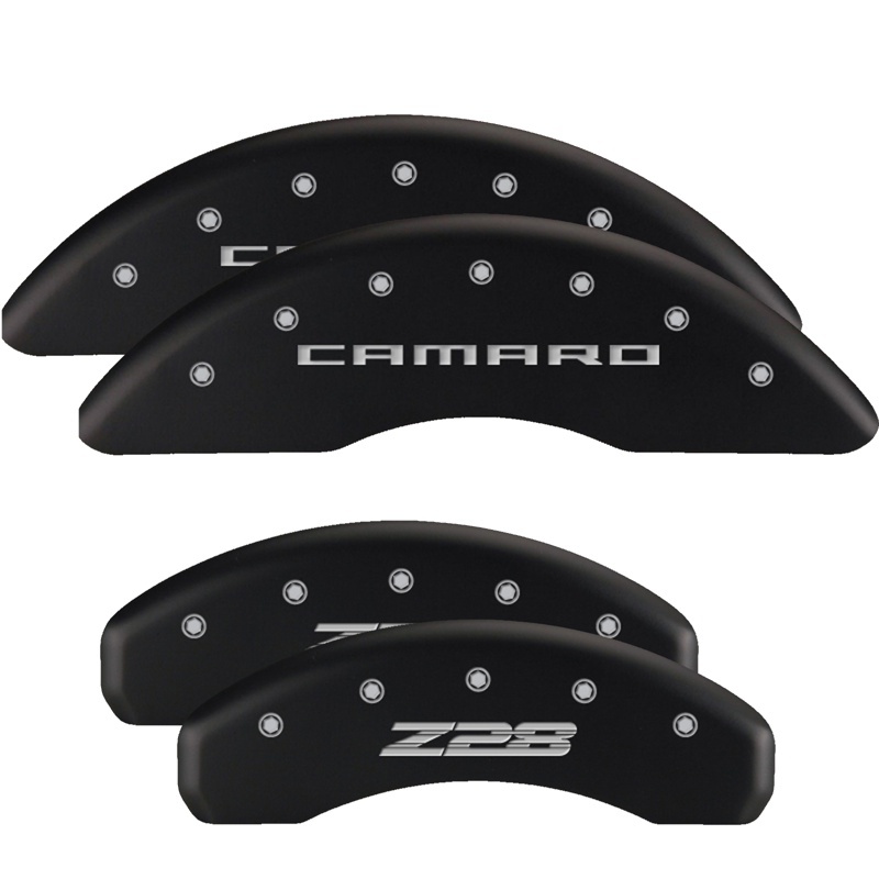 MGP 4 Caliper Covers Engraved Front & Rear MOPAR Black finish silver ch - 12203SMOPBK