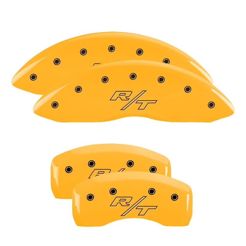 MGP 4 Caliper Covers Engraved Front & Rear MGP Yellow Finish Black Char 2001 Chevrolet Corvette - 13007SMGPYL
