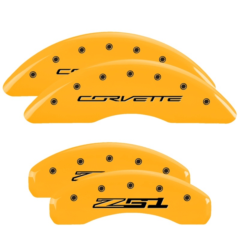 MGP 4 Caliper Covers Engraved Front Corvette C7 Engraved Rear Z51/2015 Yellow finish black ch - 13084SZ51YL