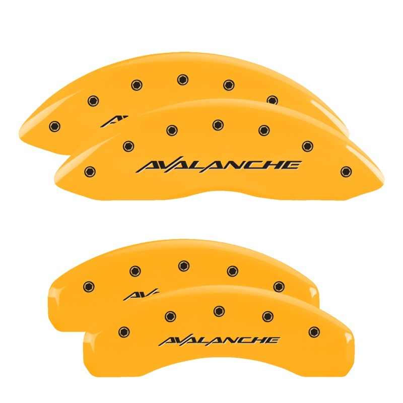 MGP 4 Caliper Covers Engraved Front & Rear Avalanche Yellow Finish Black Char 2001 Chevrolet Tahoe - 14002SAVLYL