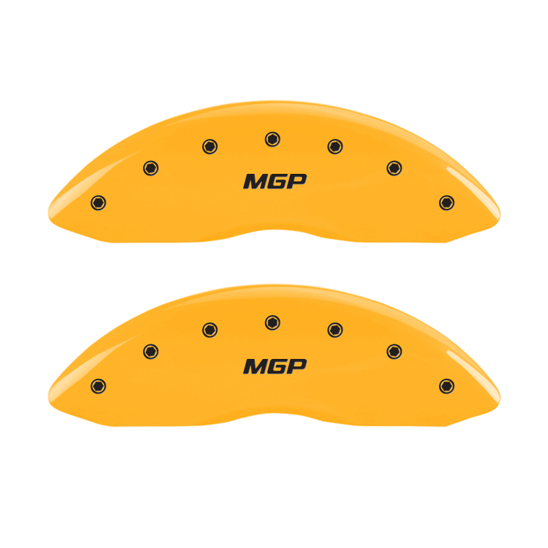 MGP 4 Caliper Covers Engraved Front & Rear MGP Yellow Finish Black Char 2000 Chevrolet Camaro - 14027SMGPYL