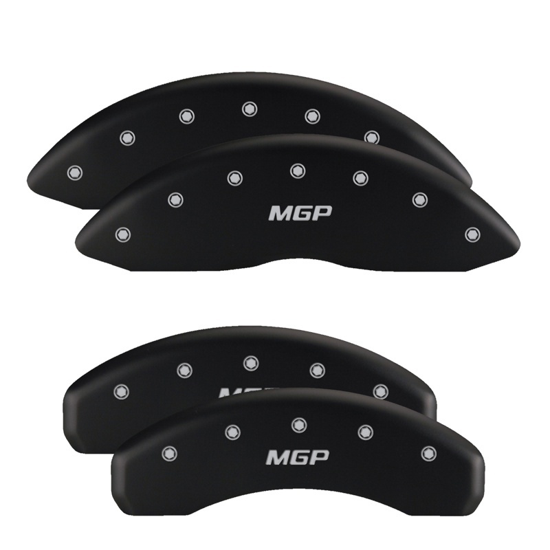 MGP 4 Caliper Covers Engraved Front & Rear Impala style/SS Black finish silver ch - 14050SSS2BK