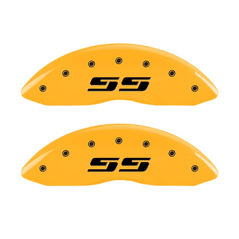 MGP 2 Caliper Covers Engraved Silverado SS Yellow Finish Blk Char 10 Chevy Silverado 1500 - 14207FSS3YL