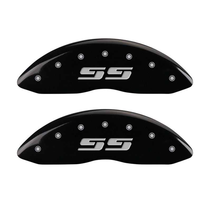 MGP 2 Caliper Covers Eng Front Silverado SS Blk Finish Sil Char 2008 Chevy Silverado 1500 - 14207FSS3BK