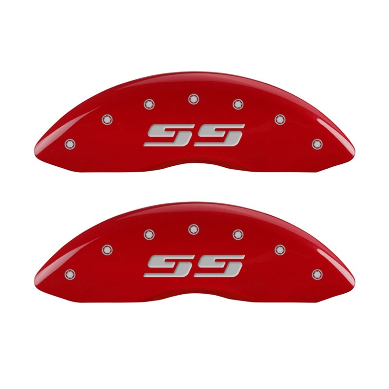 MGP 2 Caliper Covers Eng Front Silverado SS Red Finish Sil Char 2010 Chevy Silverado 1500 - 14207FSS3RD