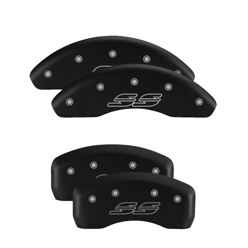 MGP Front set 2 Caliper Covers Engraved Front MGP Black finish silver ch - 14213FMGPBK