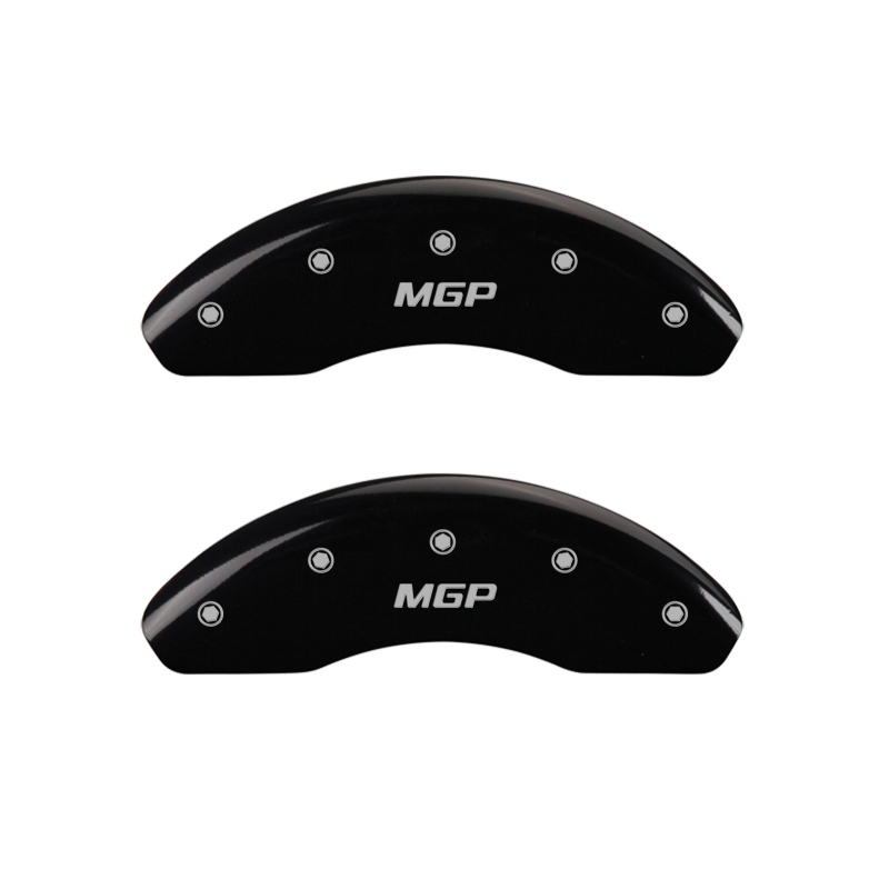 MGP Front set 2 Caliper Covers Engraved Front MGP Black finish silver ch - 14216FMGPBK