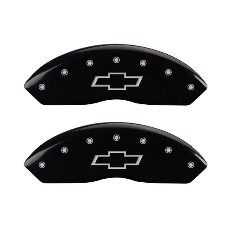 MGP 4 Caliper Covers Engraved Front & Rear Bowtie Black finish silver ch - 14240SBOWBK