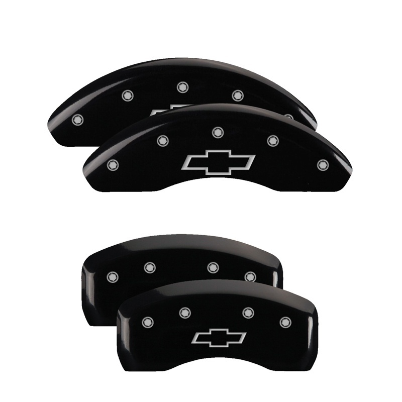 MGP 4 Caliper Covers Engraved Front & Rear MGP Black Finish Silver Char 2018 Chevrolet Equinox - 14247SMGPBK