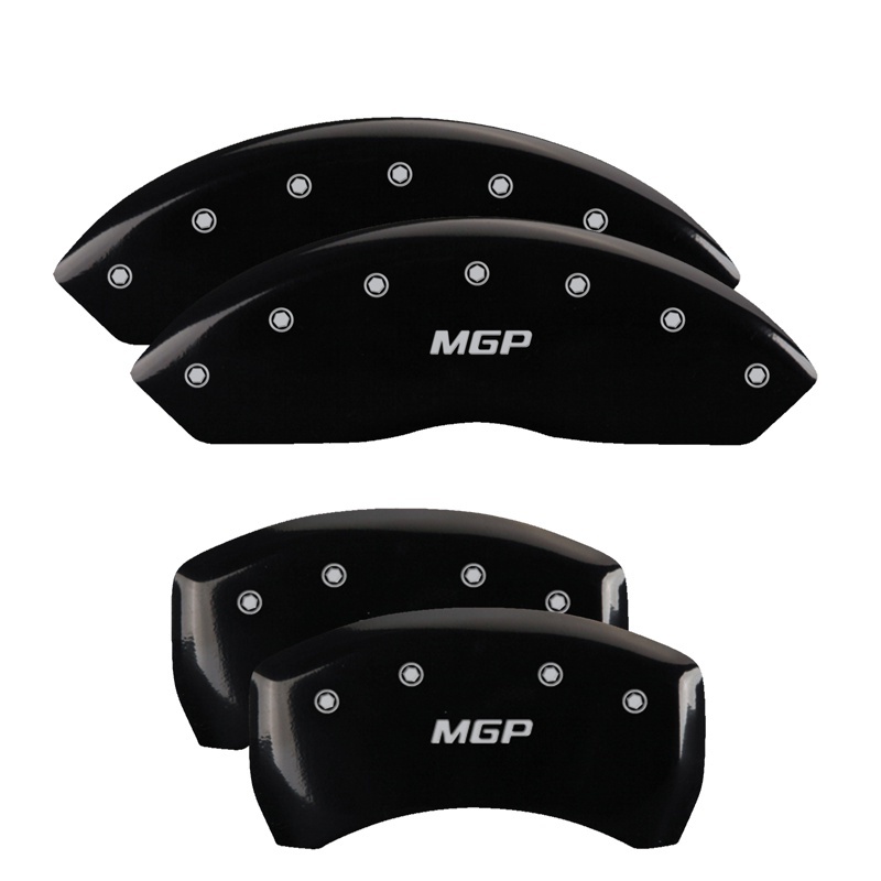 MGP 4 Caliper Covers Engraved Front & Rear MGP Black Finish Silver Char 2019 Chevrolet Blazer - 14255SMGPBK