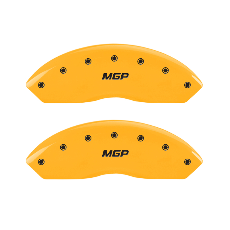 MGP 4 Caliper Covers Engraved Front & Rear MGP Yellow finish black ch - 16227SMGPYL