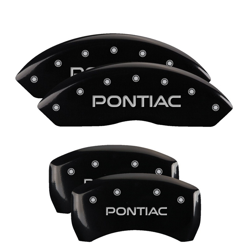 MGP 4 Caliper Covers Engraved Front & Rear Pontiac Black finish silver ch - 18026SPOPBK