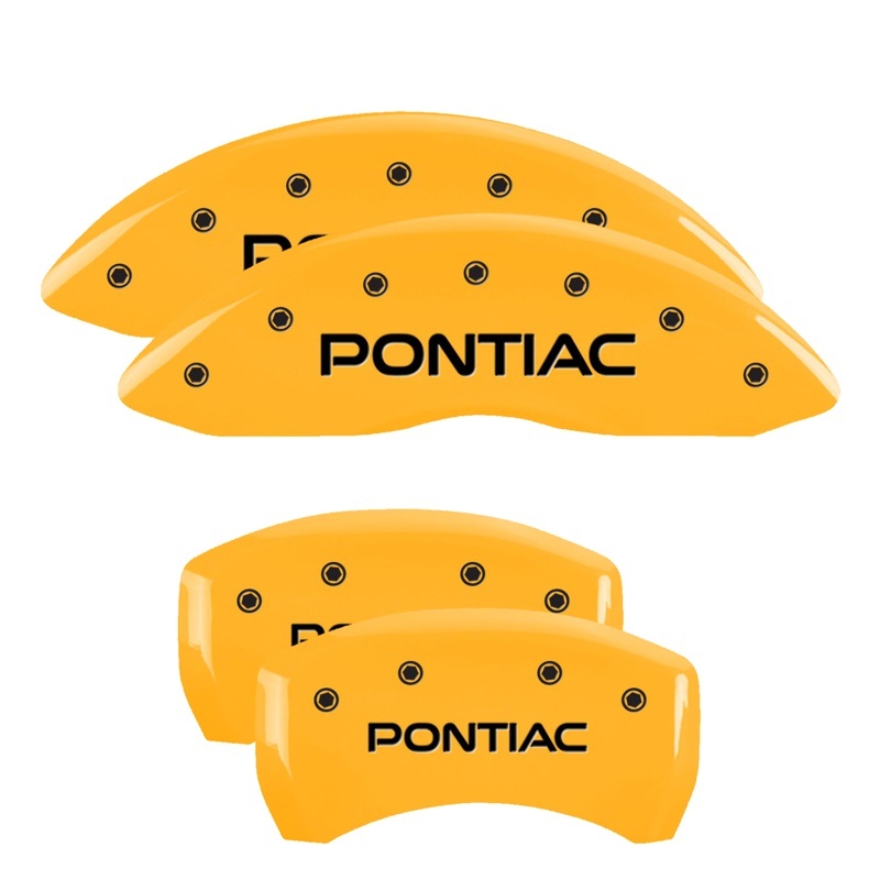 MGP 4 Caliper Covers Engraved Front & Rear Pontiac Yellow Finish Black Char 2001 Pontiac Firebird - 18028SPOPYL