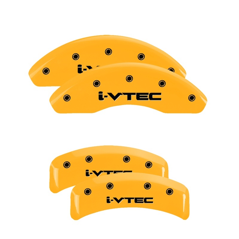 MGP 4 Caliper Covers Engraved Front & Rear i-Vtec Yellow finish black ch - 20130SIVTYL