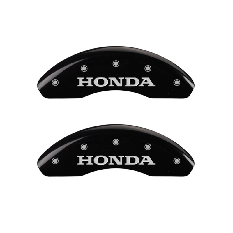 MGP Front set 2 Caliper Covers Engraved Front Honda Black finish silver ch - 20143FHONBK