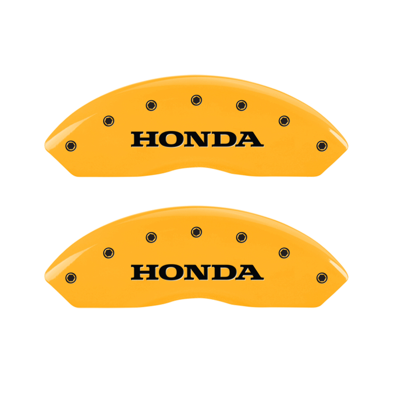 MGP 4 Caliper Covers Engraved Front Honda Engraved Rear Odyssey Yellow finish black ch - 20203SODSYL