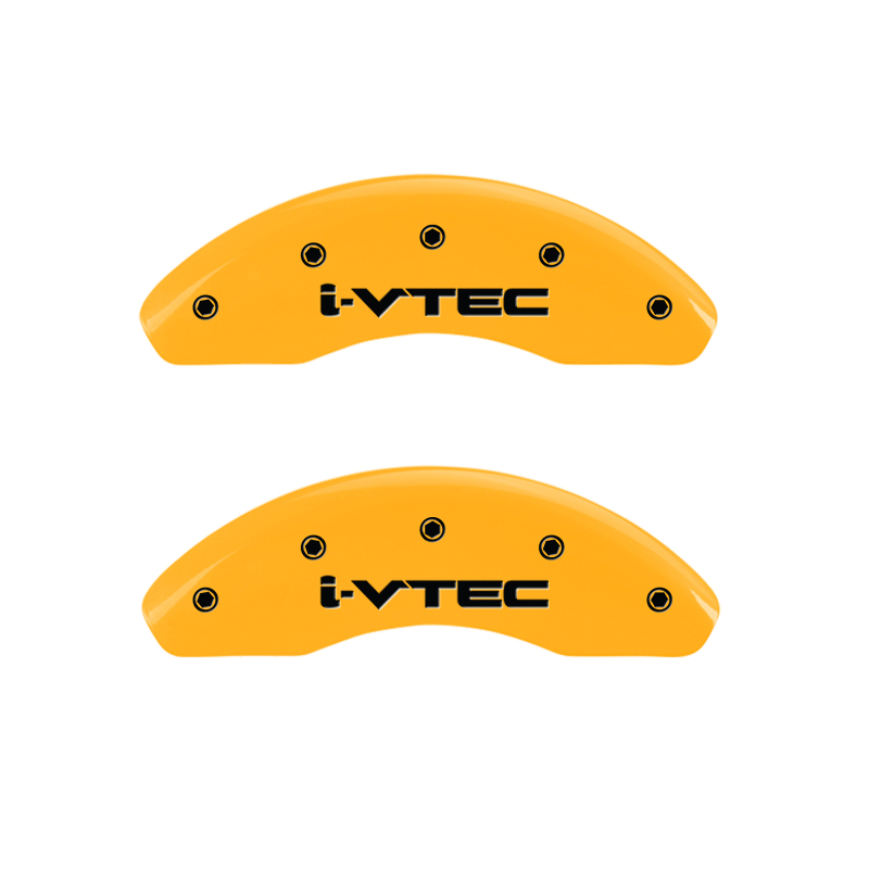 MGP Front set 2 Caliper Covers Engraved Front i-Vtec Yellow finish black ch - 20208FIVTYL