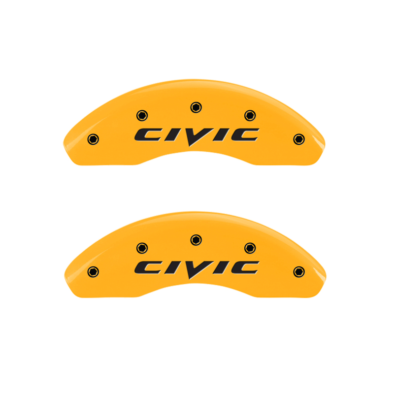 MGP Front set 2 Caliper Covers Engraved Front 2015/Civic Yellow finish black ch - 20212FCIVYL