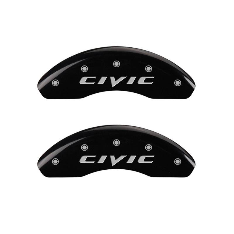 MGP Front set 2 Caliper Covers Engraved Front 2015/Civic Black finish silver ch - 20212FCIVBK