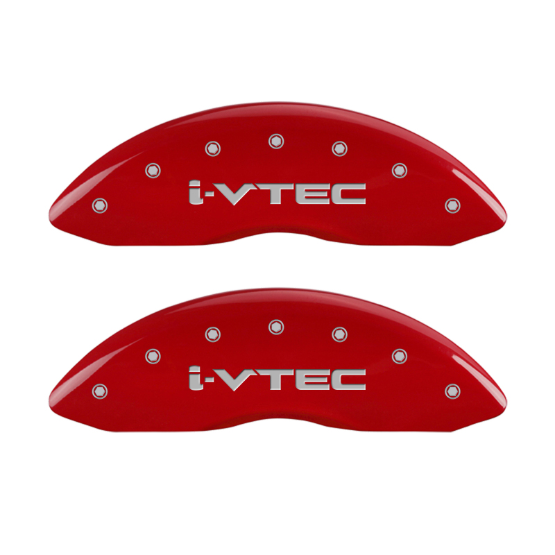 MGP 4 Caliper Covers Engraved Front & Rear i-Vtec Red finish silver ch - 20213SIVTRD