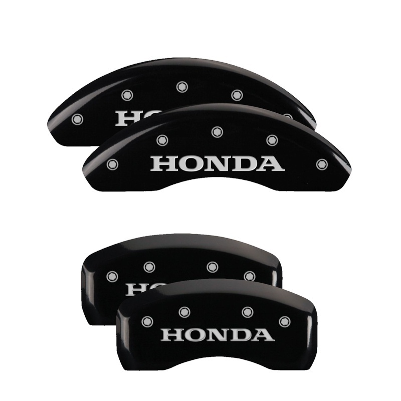 MGP Front set 2 Caliper Covers Engraved Front Honda Black finish silver ch - 20212FHONBK