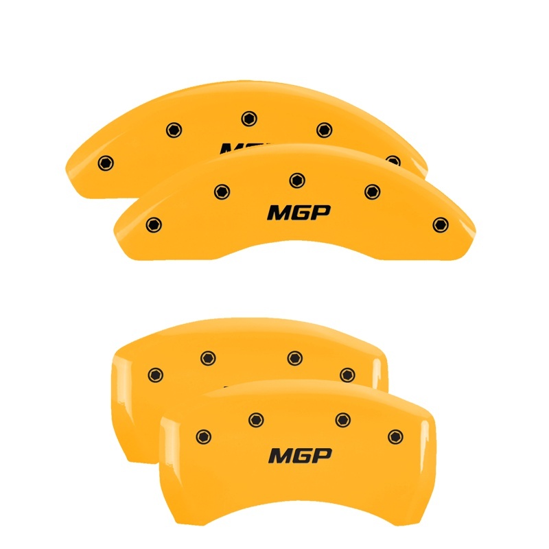 MGP 4 Caliper Covers Engraved Front & Rear MGP Yellow Finish Black Char 2018 Hyundai Kona - 28189SMGPYL